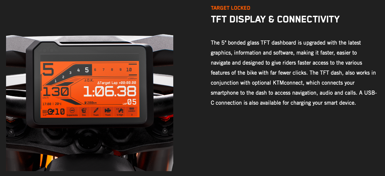 5吋TFT儀錶，具備連線功能